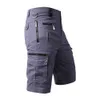 Herren -Shorts Sommer -Herren -Coton -Baumwoll -Cargo -Shorts Overall lange Länge Multi -Taschen -Heißhöche Militärische Capri Hosen Männliche Taktische Kurzzeit Z0216