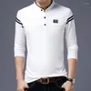 Hommes t-shirts 2023 mode chemise hommes coton à manches longues bouton Up décontracté High Street O cou pour