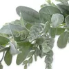 Decorative Flowers 2Pcs Lambs Ear Garland Greenery And Eucalyptus Vine / Light Colored Flocked Leaves Soft Drapey Wedding