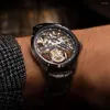 Echte polshorloges Jinlery Luxury Watch Tourbillon Mechanisch horloge mannen luxe skelet horloges voor waterdichte polshorloge mannelijke klokrelogio masculino