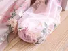 Flickor klänningar elegant blomma bröllopsfest prinsessa casual barn kläder spetsar långa ärmar barns vestidos för 38t 230217