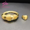 Bangle 2pcs Bracelet Ring Set Dubai Jewelry Party Party Wedding Wedding Fashion Gold Color Luxury Elegance Bangles 230216