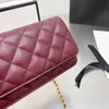 France Womens Caviar Leather Pl￥nbok p￥ kedjep￥sar Korth￥llare kalvskinn guldmetall hardwre matelasse kedja crossbody axel multi pochette saoche handv￤skor 19 cm