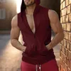 Men's Tank Tops Trendy Men Hoodie Cardigan Sweatshirt Breathable Hat Hip Hop Sleeveless