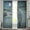 Cortina de lua cheia Snowfield Wolf Starry Sky Sheer Cretins for Living Room Modern Voile Bedroom Tule Drapes de janela