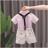 Ensembles De Vêtements Garçons Costume D'été Bébé Garçon Chemise En Coton Short À Manches Courtes 2 Pièces Ensemble Enfants 15 Ans Drop Delivery Enfants Maternité Dhhl3