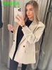 Women Suits Blazers T MODA femmes Double boutonnage Blazer bureau dame ample classique manteau costume Veste Femme Chic vêtements d'extérieur tenues Veste Femme 230216