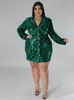 Plus Size Dresses Sequin Blazer Dress Ladies Luxurious Elegant Prom Party Women Clothing Christmas Wholesale Drop