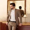 Garnitury męskie 2023 Najnowszy projekt Brown Suit Men Wedding for Groom Custom Slim Fit Smart Business Street Blazer 2 sztuki