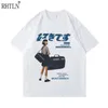 T-shirts hommes Hip Hop Streetwear Harajuku T-shirt Fille Japonais Kanji Imprimer Tshirt Hommes Été À Manches Courtes T-shirt Coton Lâche Tops Tees 230217