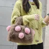 Evening Bags Casual Retro Fur Bag Ins Simple Plush Hand Held Women's Net Red Fashion Wool Ball Color Contrast Handbag