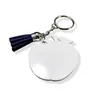 SUBlimação em branco FRP Keychain de plástico com tassels Bolsa Bolsa Acessórios pendurados Aquecer Pressione Multi Shapes Keyring em branco para DIY