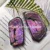 Plaque de labradorite de feldspath violet poli, pièces décoratives minérales, bouclier de protection en pierre mystique de forme libre, roche lapidaire, affichage en cristal de spectrolite