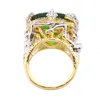 Anneaux de mariage Sorcière Anneau Unique Vert Pierre Prong Réglage Twist Band Conception Rose Or Couleur Femmes Fiançailles Doigt