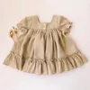 Girl Dresses Vintage Baby Dress Summer Linen Cotton Ruffles Kids For Girls 1-5Years Clothes Toddler Clothing