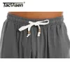 Pantaloncini da uomo TACVASEN Pantaloncini lunghi Capri in lino casual Pantaloncini Harem in lino cotone da uomo larghi sotto il ginocchio Pantaloni larghi Capri Yoga Fitness 34 Z0216