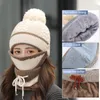 Bérets 3-en-1 hiver ensemble unisexe chaud bonnet Skullies tricot masque facial capuche Snood coupe-vent casquette femmes Ski équitation chapeau et écharpe ensembleBérets