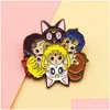 Acess￳rios de desenhos animados Sailor Moon girando o emblema fofo do esmalte para o melhor amigo Broche Gift Jewelry Drop Deliver