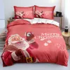 Sängkläder uppsättningar 2022 3D -täcke omslag Set Merry Christmas Red Color Grey Quilt Covers Set Bedding Set King Bed Linens Bedddings EU Single 150x200