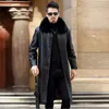 Herren Jacken PU Leder Kaschmir Mäntel Winter Casual Lange Dicke Fleece Warme Faux Jacke Mantel s 230217