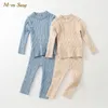 Roupas de roupas nascidas de garoto de malha de malha de cal￧a su￩terpant 2pcs algod￣o infantil de malha de malha de malha de algod￣o conjuntos de roupas