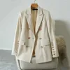 Damespakken Elegante dubbele rijs Blazers Vrouwen 2023 Spring lange mouw ingekeed kraagjagen vrouw kantoor dame blazer jassen bovenkleding