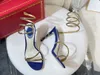 Fashion Rene Caovilla Sandals Margot Crystal Blue-Gold Sandal 105 High Heel обувь