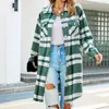 Women's Jackets Womens Long Sleeve Turndown Collar Button Down Plaid Shirts Flannel Hooded Shacket Jacket Coats