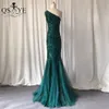 Festklänningar en axel smaragd aftonklänningar grön paljett lång sjöjungfru prom klänning glitter elegant fest klänning mönster spets formell klänning 230217