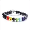 Charm Bracelets 8Mm Pierre Naturelle 7 Chakra Bracelet De Strand Pour Femmes Hommes Bijoux Drop Delivery Dh0Hv