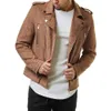 Men's Jackets Zipper Suede Inclined Jacket Big Lapel Leather Coat Outdoor Casual Thick Warm Windproof 230217