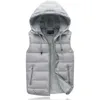 남자 양말 윈드 브레이커 여자 맨 가벼운 후드가있는 대형 민소매 수가 물 포장 재킷 따뜻한 겨울 조끼 코트
