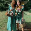 Casual Dresses Green/Red Bohemian Beach Long Women Button V-Neck flared ärmar Autumn Boho Hippie Chic Maxi Vestidos 230217