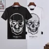 Yaz Yeni Erkek Tasarımcı T Shirt V Erkek Kadınlar Kısa Kollu Hip Hop Stili Siyah Beyaz Tees Rhinestone Kafatası Erkek Tshirts Boyut M-3XL #Shopeee109