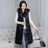 Damesgeulcoats 21 winterdikker mouwloze jas vrouwen Koreaanse losse hap -hap -vocht dames katoenen gekatelde jas warm lang vrouwelijk