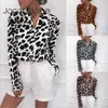 Women's Blouses Shirts Chiffon Long Sleeve Sexy Leopard Print Turn Down Collar Lady Office Shirt Tunic Casual Loose Tops Oversized Blusas 230217