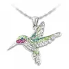 Pendant Necklaces Trendy Animal Hummingbird Necklace Women&#39;s Bohemian Crystal Inlaid Accessories Party Jewelry