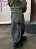 Kjolar sötstad grå casual baggy techwear last kjolar kvinnliga stora fickor streetwear dragsko hem låg midja hippie lång kjol y2k 230217