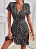 Casual Dresses Summer Sexy Short Women V Neck Slim Floral Print Mini Sundress Ladies Boho Beach A-Line Vintage Vestidos 230217