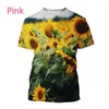 Men's T Shirts Summer Fashion Sunflower 3D Printed T-Shirt Unisex Harajuku Beautiful Short Sleeve Top