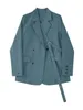 Dames pakken blazers eam dames blauwe knop lint big size blazer revers revers lapel los fit jas mode veer herfst 1z705 230216