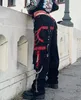 Pantaloni da donna Pantaloni da donna Streamer Punk Hip-Hop con catena di metallo Drappeggio a vita alta Gamba dritta Casual