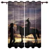 Tenda Western Cowboy Dusk Mantovana Tende per finestre per soggiorno Camera da letto Cucina Home Decorazioni coreane Gioventù