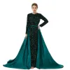 Sparkle Sequined Prom Promes с съемной юбкой Винтаж русалка с длинным рукавом жемчужина для вечерних платье