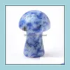Pietra 2,5 cm Statua di pianta di funghi Intaglio naturale Ornamento per la casa Lucidatura di cristallo Gemma Desktop Decorazioni per portico Artigianato Vipjewel Drop Dhrjg