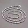 Catene Collana in vero platino massiccio Donna Uomo Fortunato 3 mm di larghezza Perline lisce Maglia a catena 17,3 "LCatene