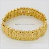 Chaîne Lien Dubaï Bracelet Pour Hommes Femmes Or 24K Couleur Largeur 21Cm 16Mm Hiphop Éthiopien/Africain/Arabe Jewelrylink Drop Delivery Jewel Dhouh