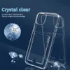 Luxury Transparent Card Slot Holder Wallet Case For iPhone 15 14 13 Pro Max XS Shockproof Clear Acrylic Cover For Samsung S22 Ultra Plus