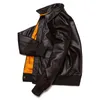 Herenleer Faux Air Force 2 Echte lagen mannen Echte koeienhuid Natuurlijke kleding Bruine man Kalf Skin A2 Style Jackets 230217