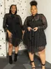 Plus Size Dresses Lace Dress Women Sexy Clothing Long Sleeve Mesh With Lingerie Strap Black Midi Wholesale Drop